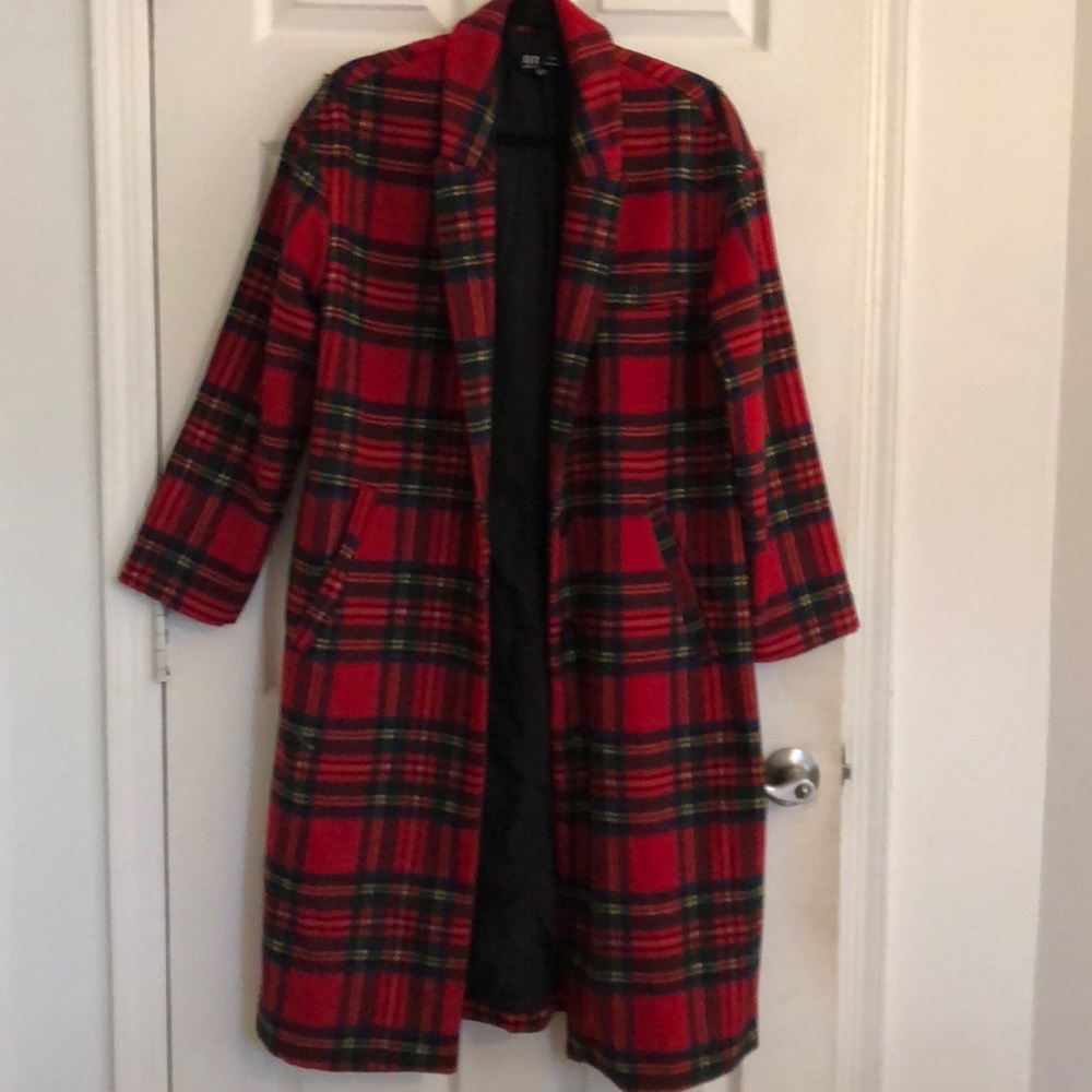 Red Plaid overcoat size S-M